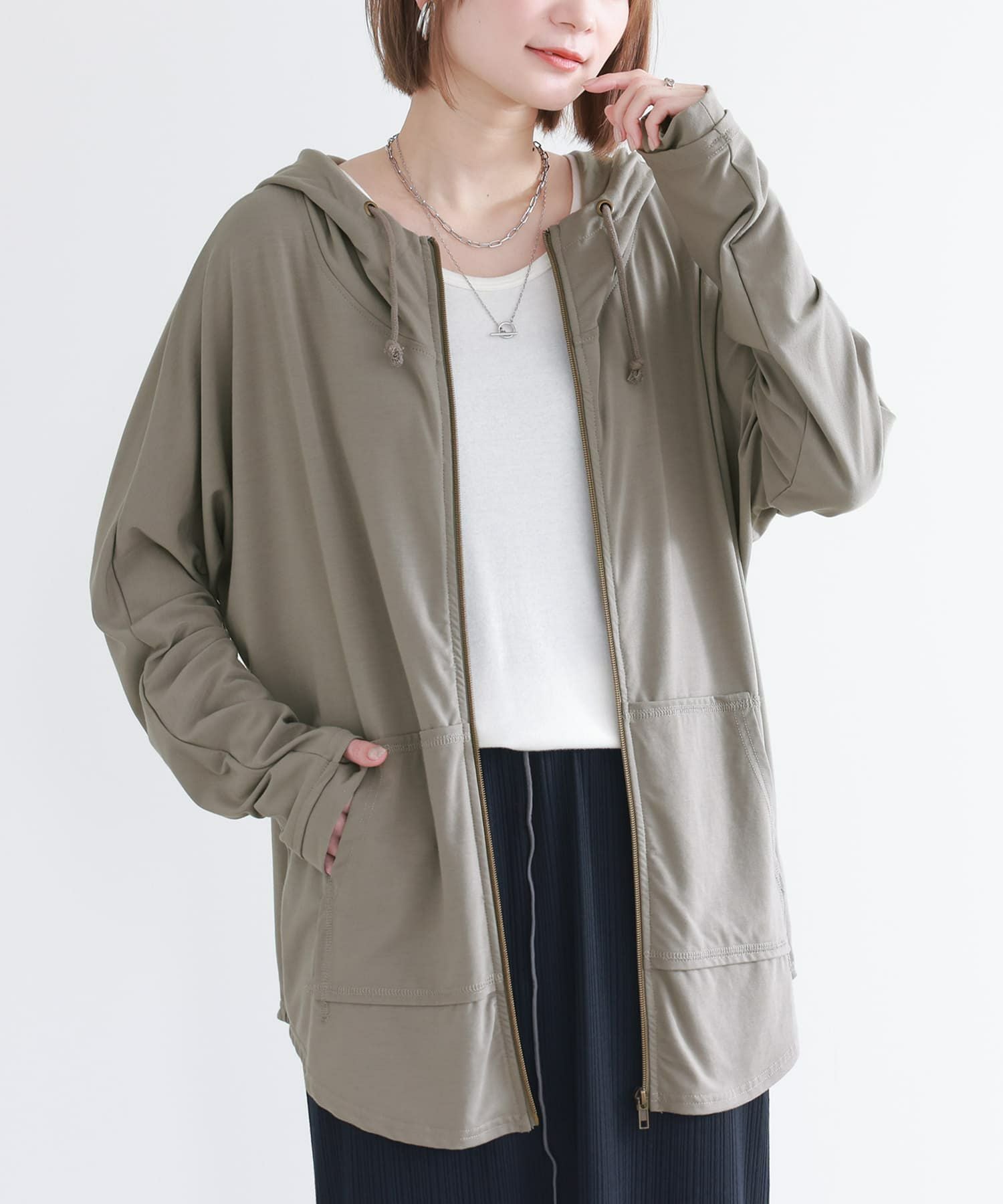 n'OrLABELドルマン指穴UVパーカー』