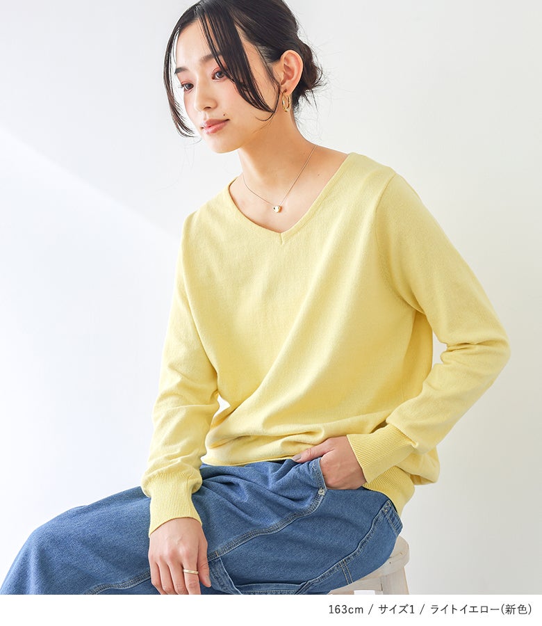 美品✨エブール ニット コットン 春服 セーター Ｖネック プルオーバー PRODIGAL（プロディガル） コットンカシミヤ Vネック セーター