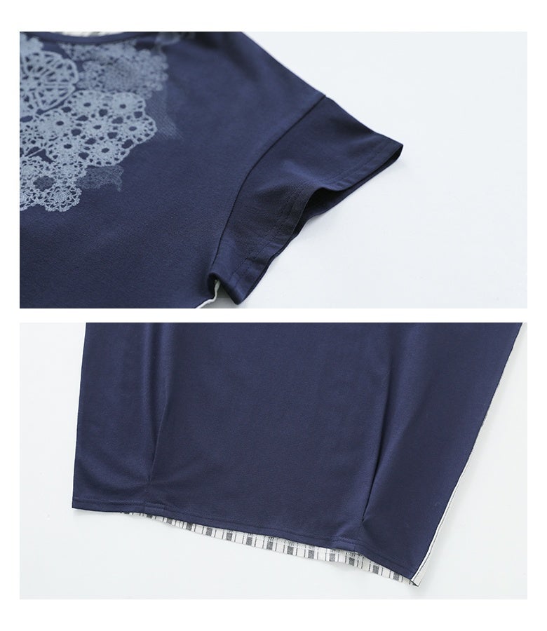 レースプリント×ストライプTシャツ』
