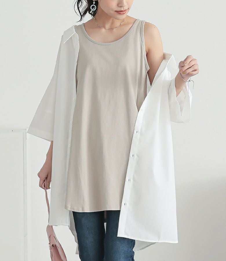 n'OrLABEL着回しシンプルシャツ型タンクトップ』