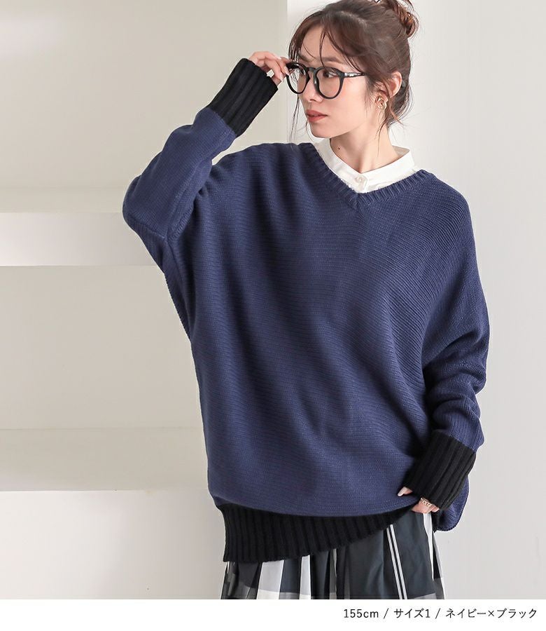 n'OrLABEL配色Vネックニット』レディースファッション通販サイトの