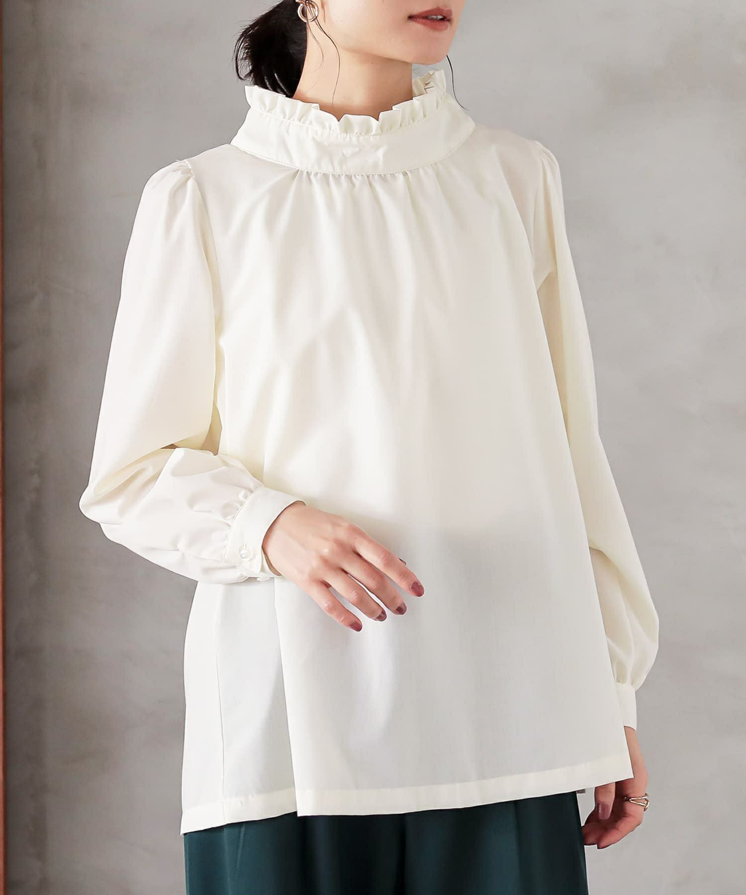 n'OrLABELフリルスタンドカラーブラウス』レディースファッション通販