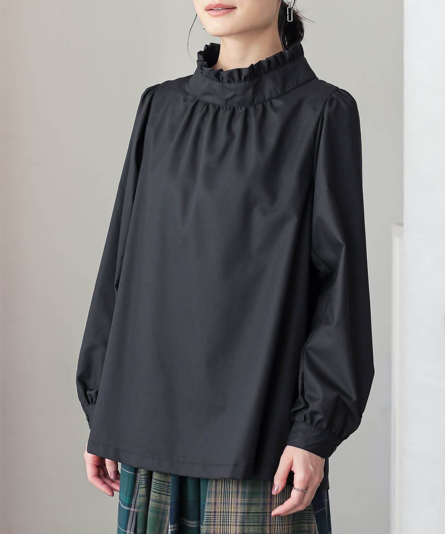 美品✨️ Re:Poris シアー ブラウス ブラック スタンドカラー フリル AMERICAN HOLIC（アメリカンホリック） ブラウス シャツ スタンド