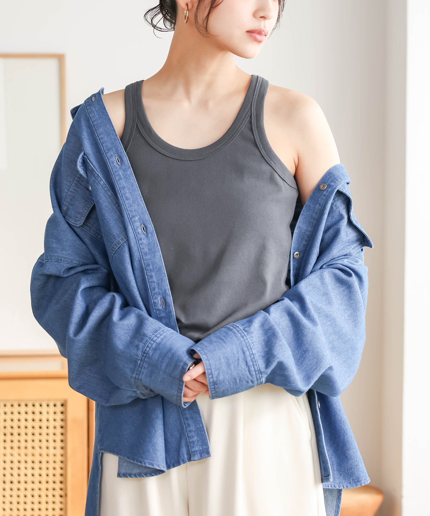 BELPER ブラック タンクトップ 新品タグ付き WAIPER.inc ワイパーインク フライス タンクトップ 無地 ノースリーブ