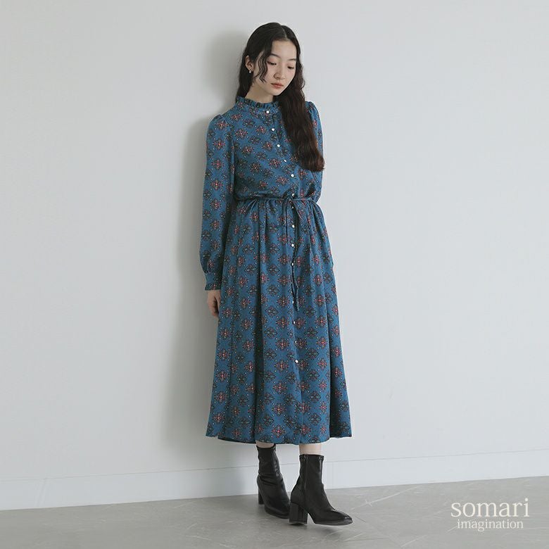 somari imaginationフリル×レトロデザインロングワンピース』