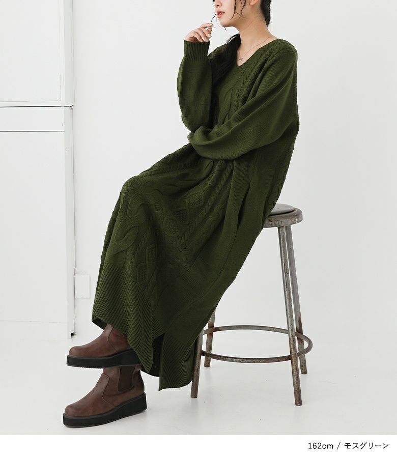 n'OrLABELアランケーブルニットワンピース』