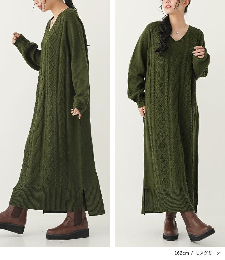 n'OrLABELアランケーブルニットワンピース』