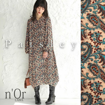 n'OrLABELペイズリーシャツワンピース
