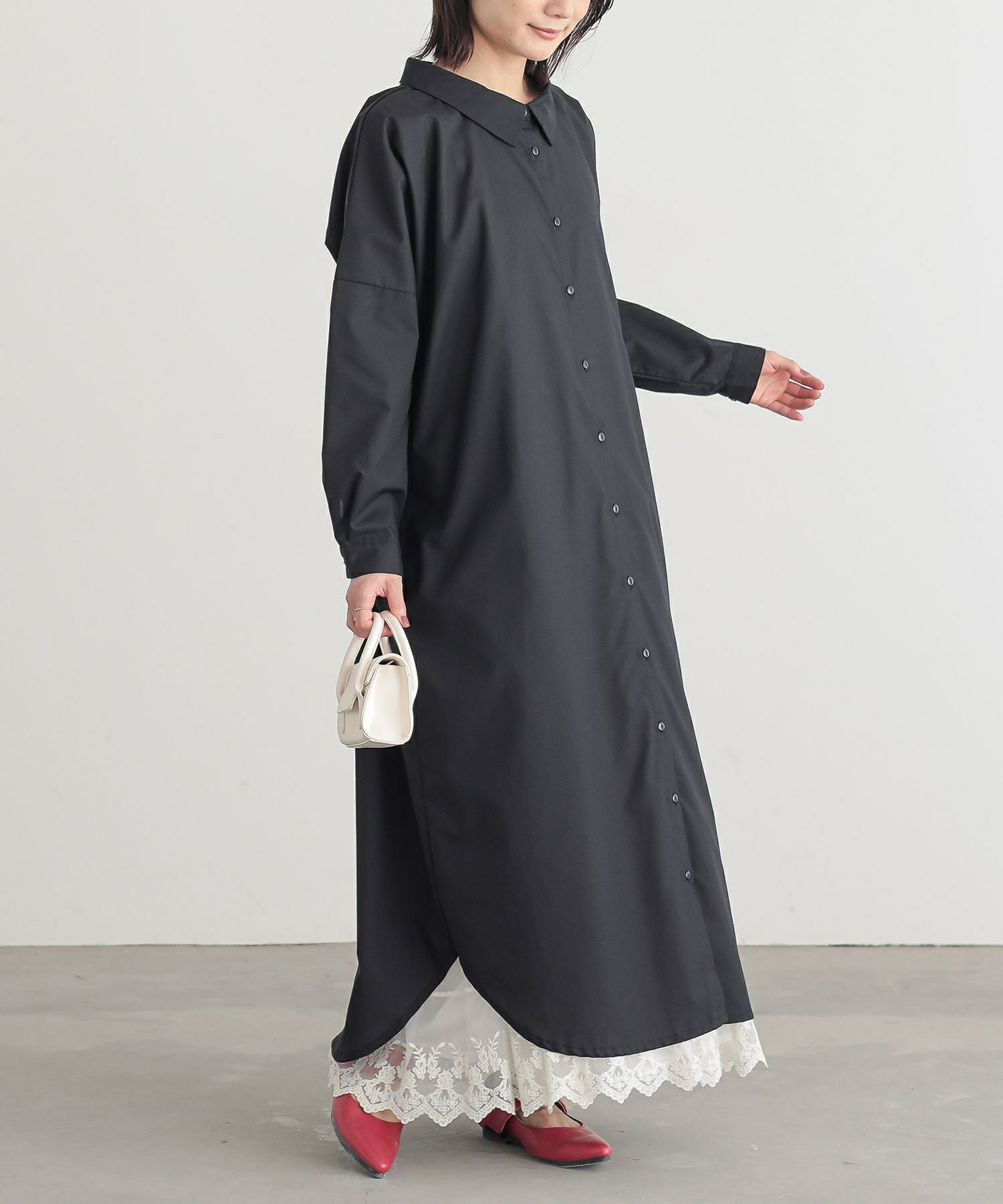 n'OrLABELシンプルロングシャツワンピ』