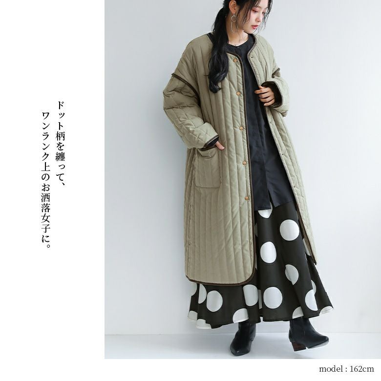 n'OrLABELドット柄フレアロングスカート』レディースファッション通販