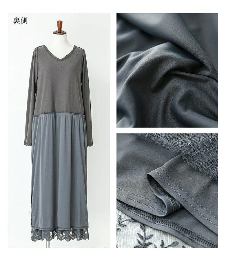 n'OrLABEL贅沢レース長袖ペチワンピース』