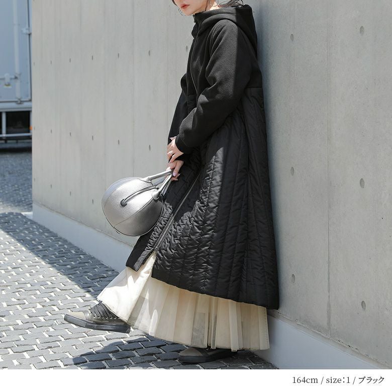 kOhAKU異素材切替キルティングコート』
