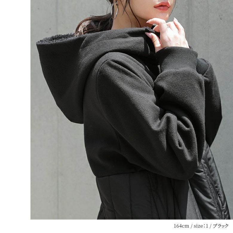 kOhAKU異素材切替キルティングコート』