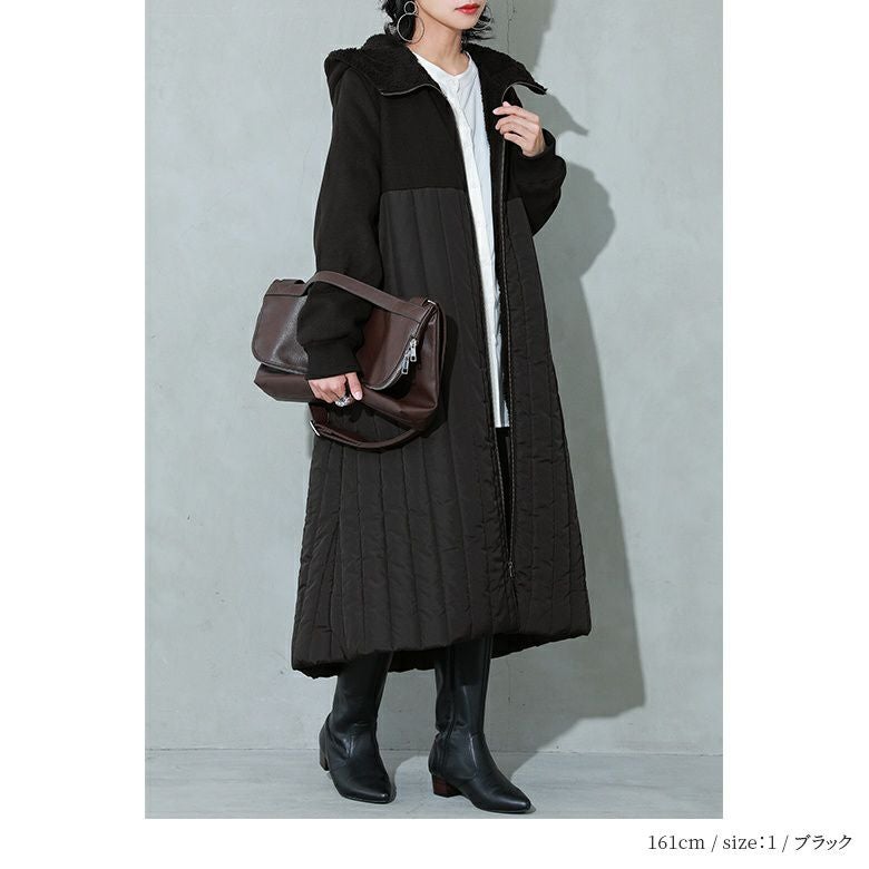 kOhAKU異素材切替キルティングコート』