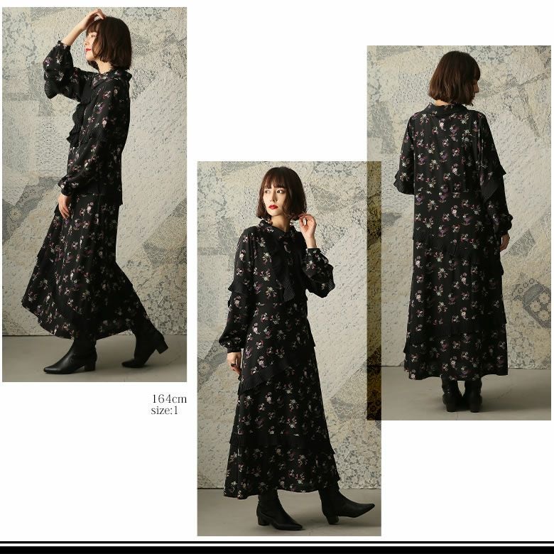 somari imaginationラッフルプリーツ花柄ワンピース』