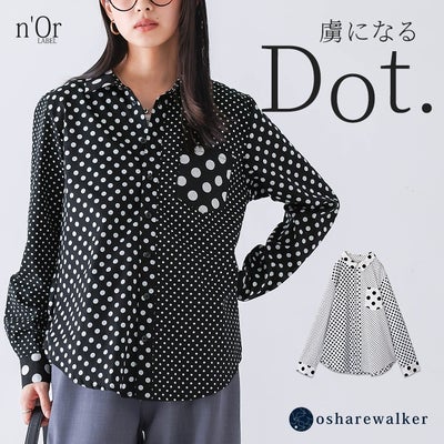 nOrLABEL(ノアールレーベル)アシンメトリードット柄シャツ
