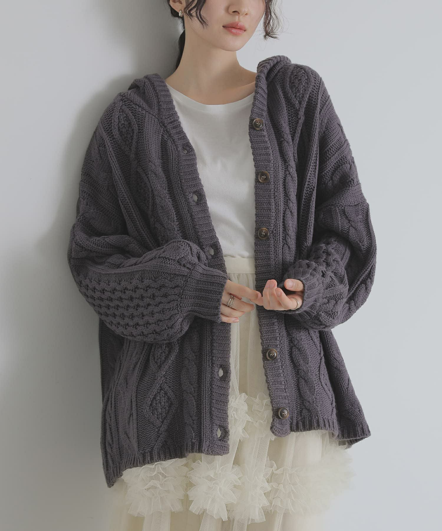 somari imaginationニットケーブルパーカーカーディガン』