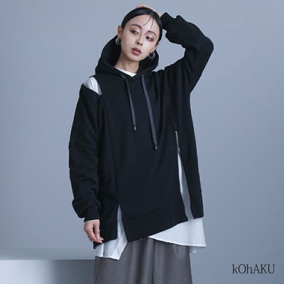 kOhAKU(コハク)スラッシュ×ジップデザインパーカー