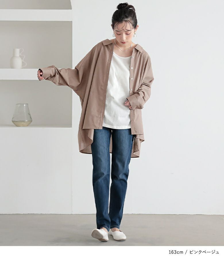 n'OrLABELドルマンシルエットデザインシャツ』