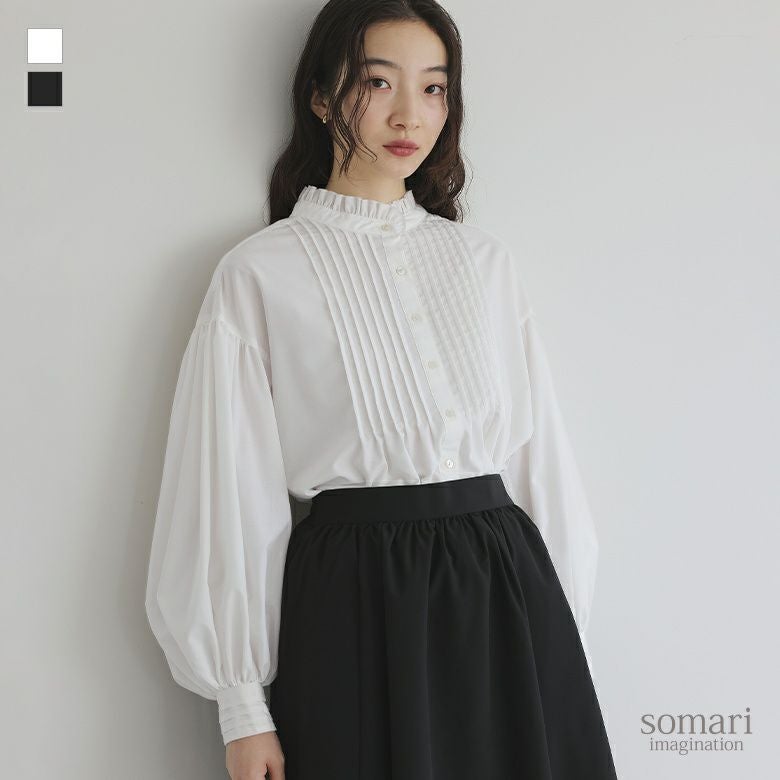 somari imaginationボリューム袖ピンタックブラウス』