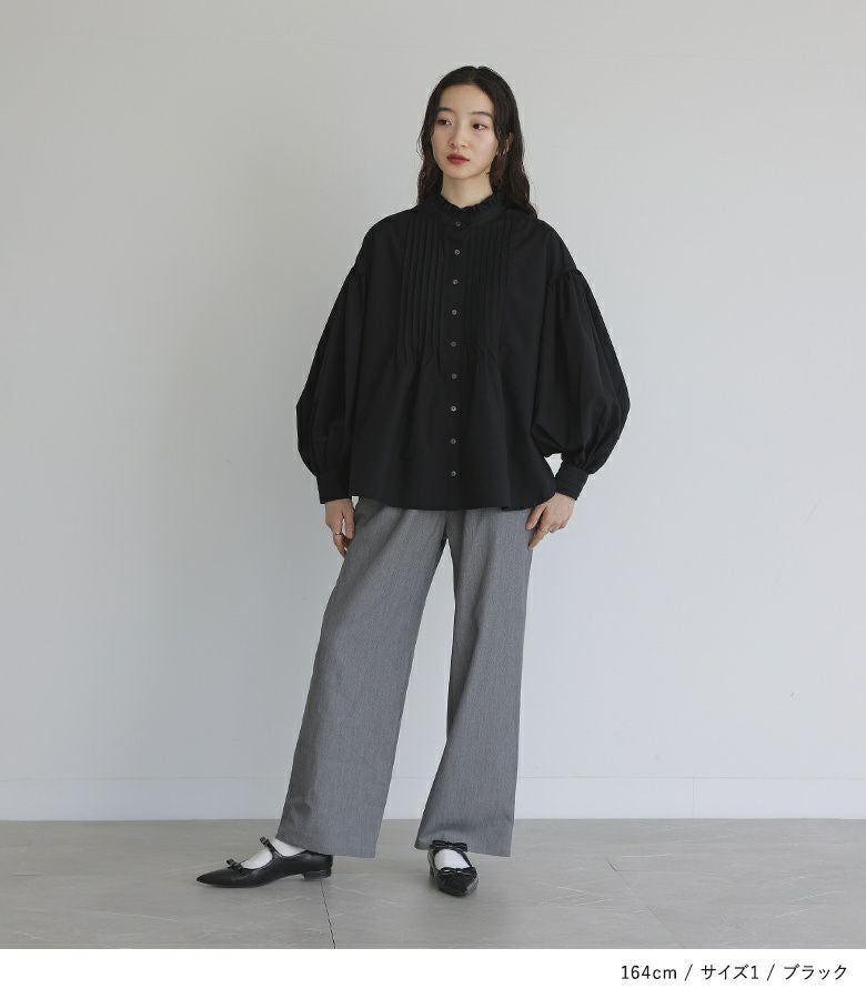 somari imaginationボリューム袖ピンタックブラウス』