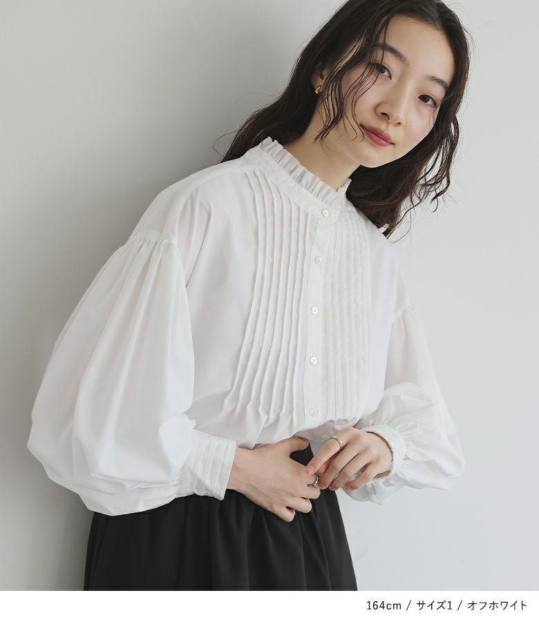 somari imaginationボリューム袖ピンタックブラウス』