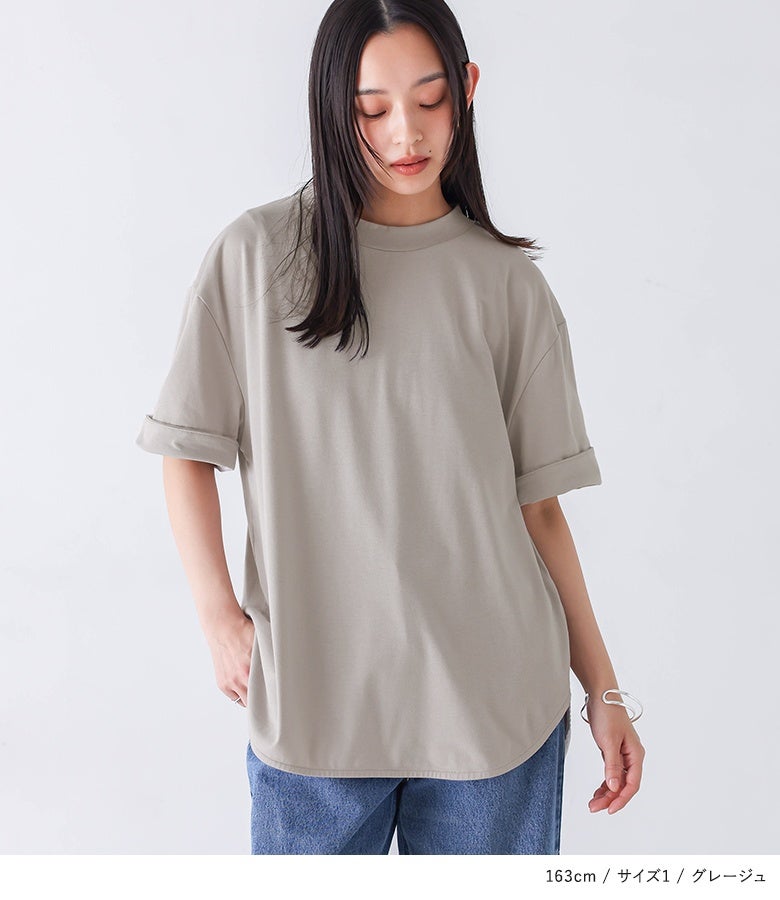 n'OrLABELモックネック×ラウンドヘムTシャツ』