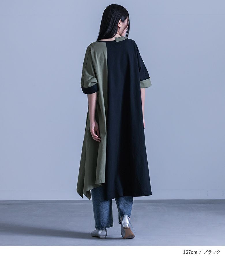 コーチ×kaffeコラボ　アシンメトリープリーツワンピース　シアー　グリーン　M プリーツシアーワンピース-short & regular | 小柄・低身長女性向け