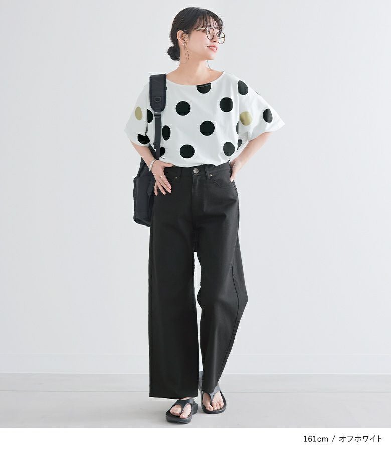 SOOR PLOOM ドット柄 Tシャツ 92cm n'OrLABEL配色ドット柄ドルマンTシャツ』