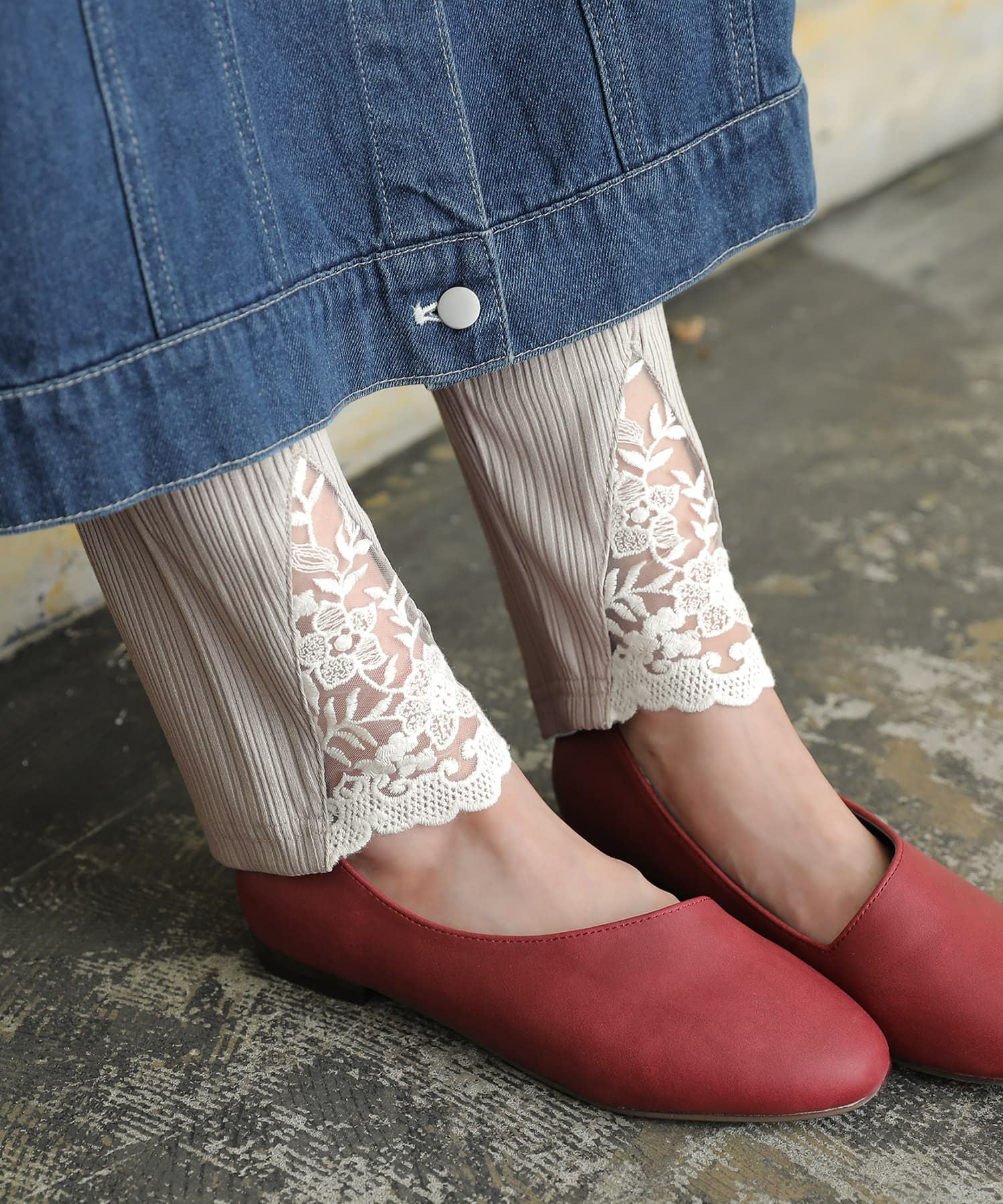 n'OrLABELフロントレースリブレギンス』