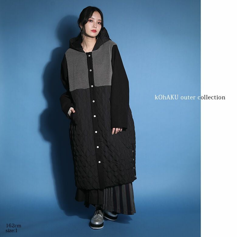 kOhAKU異素材切替フーディーコート』