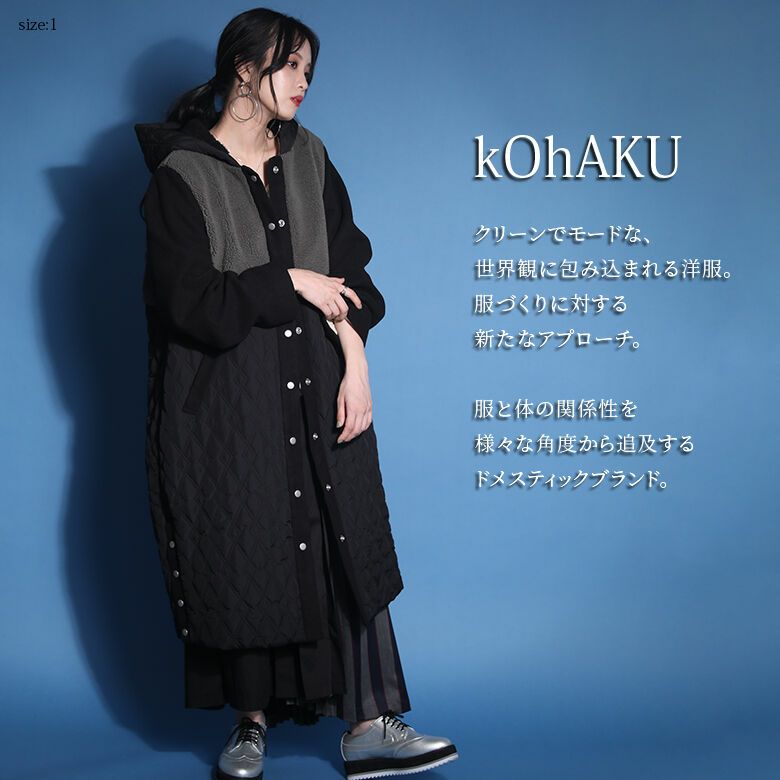 kOhAKU異素材切替フーディーコート』