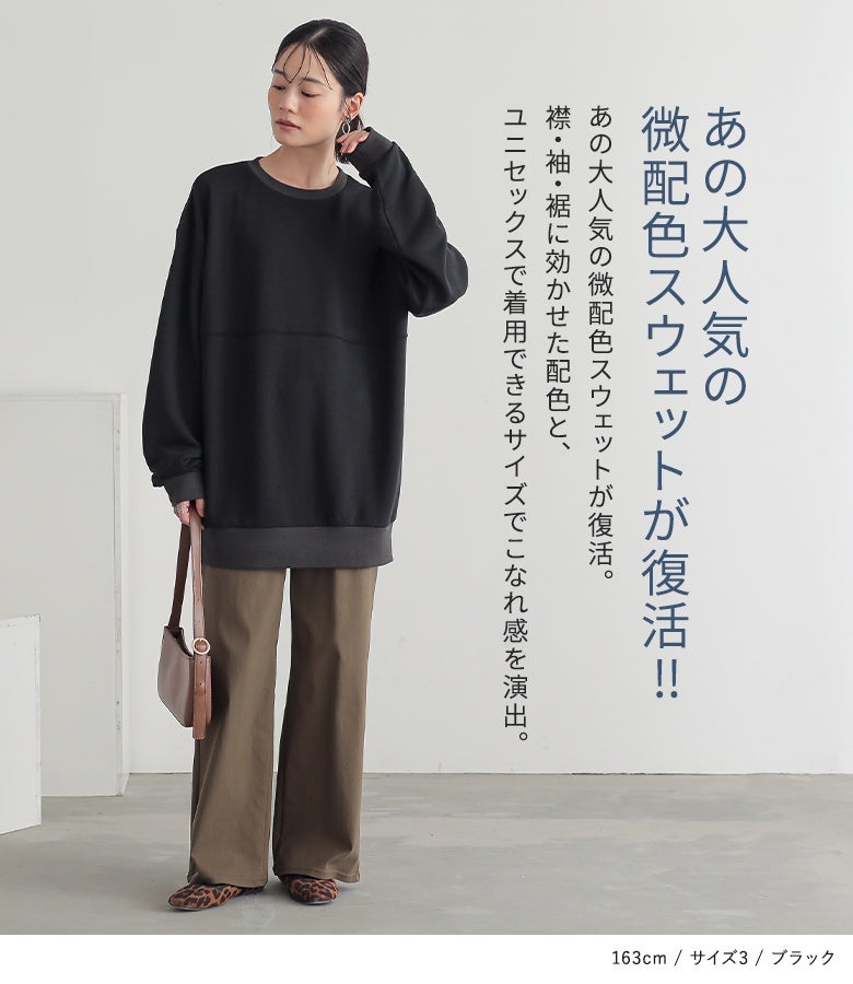 n'OrLABEL切替ステッチ微配色スウェット』