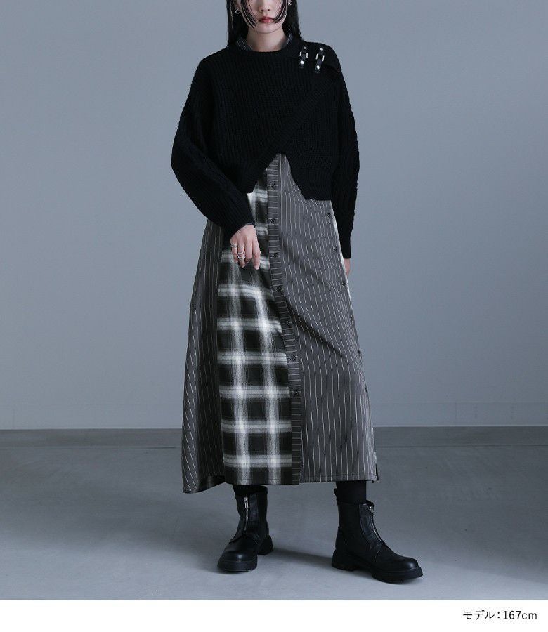 kOhAKUモノトーン柄切替シャツワンピース』