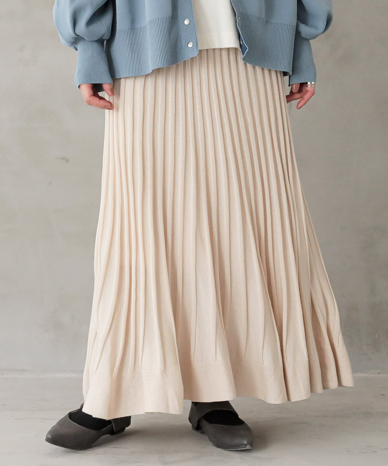 n'OrLABELあぜ編みニットフレアスカート』