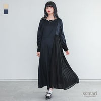 somari imagination(ソマリイマジネーション)異素材プリーツ切替アシメワンピース