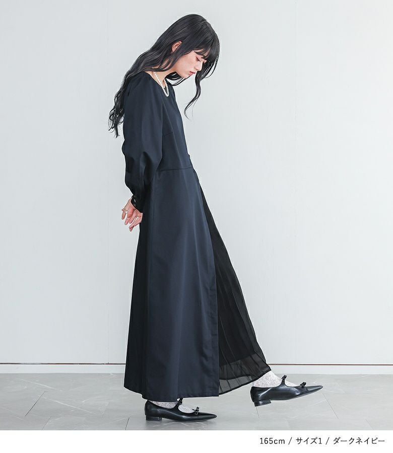 somari imagination異素材プリーツ切替アシメワンピース』