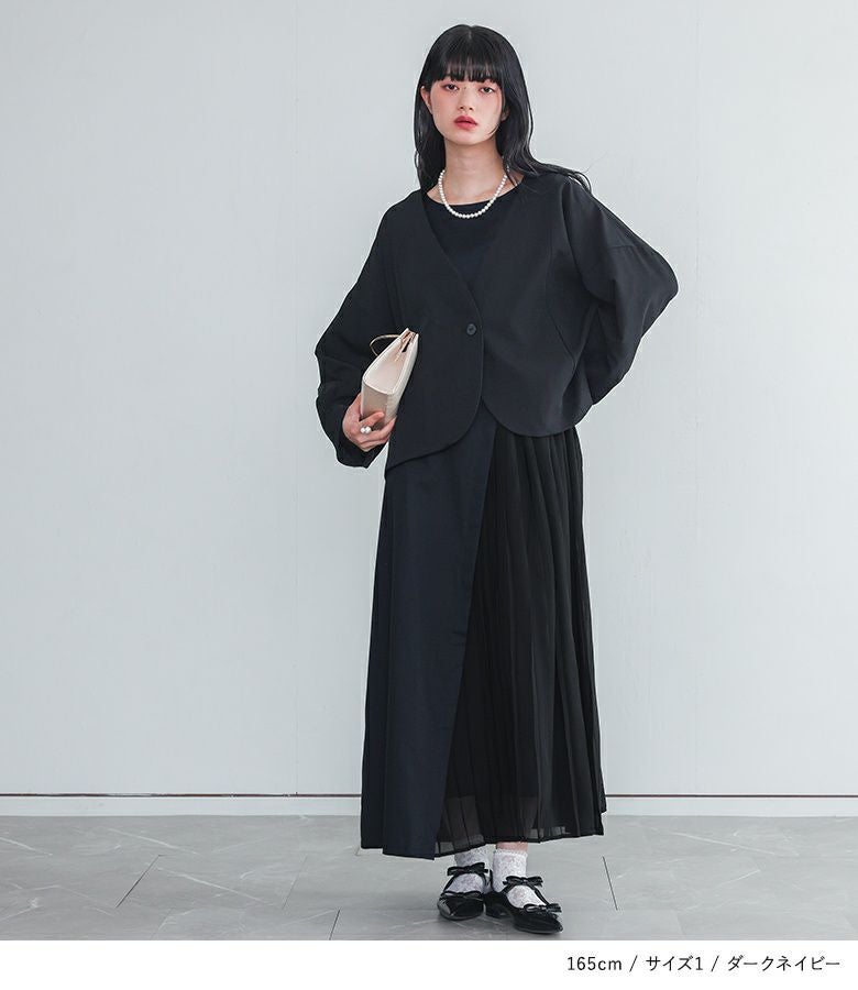 somari imagination異素材プリーツ切替アシメワンピース』