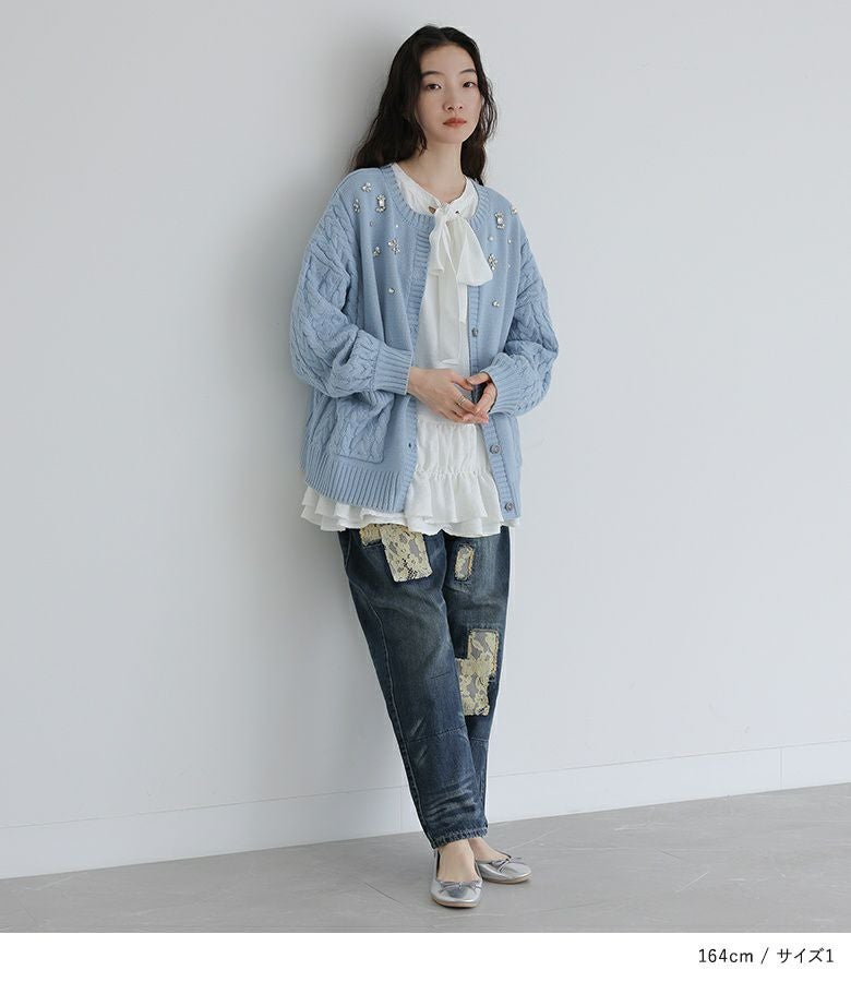 somari imaginationレースサルエルデニムパンツ』