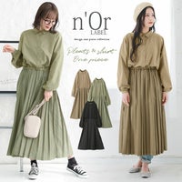 n'OrLABELウエスト切替プリーツワンピース