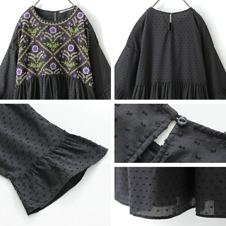 コットンドビー刺繍ロングワンピース』