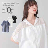 nOrLABEL(ノアールレーベル)レース切替オープンカラーシャツ