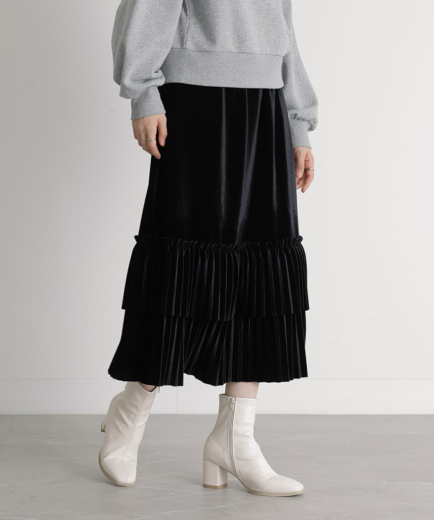 somari imaginationティアードプリーツベロアスカート』