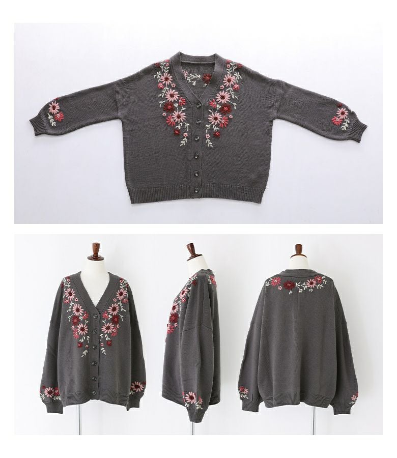 somari imagination花柄手刺繍ニットカーディガン』
