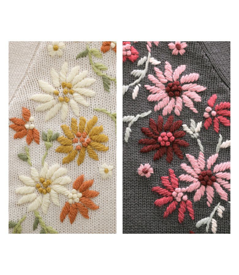 somari imagination花柄手刺繍ニットカーディガン』