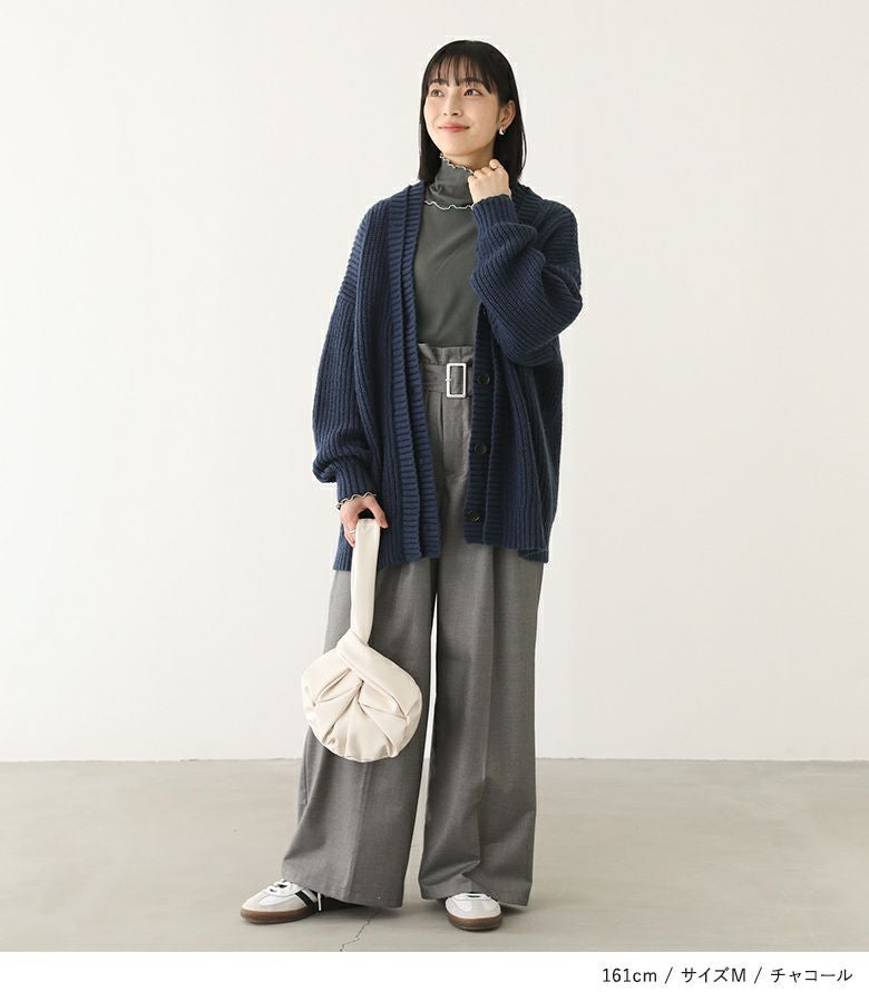 n'OrLABEL裏起毛配色メローリブタートルネックカットソー』