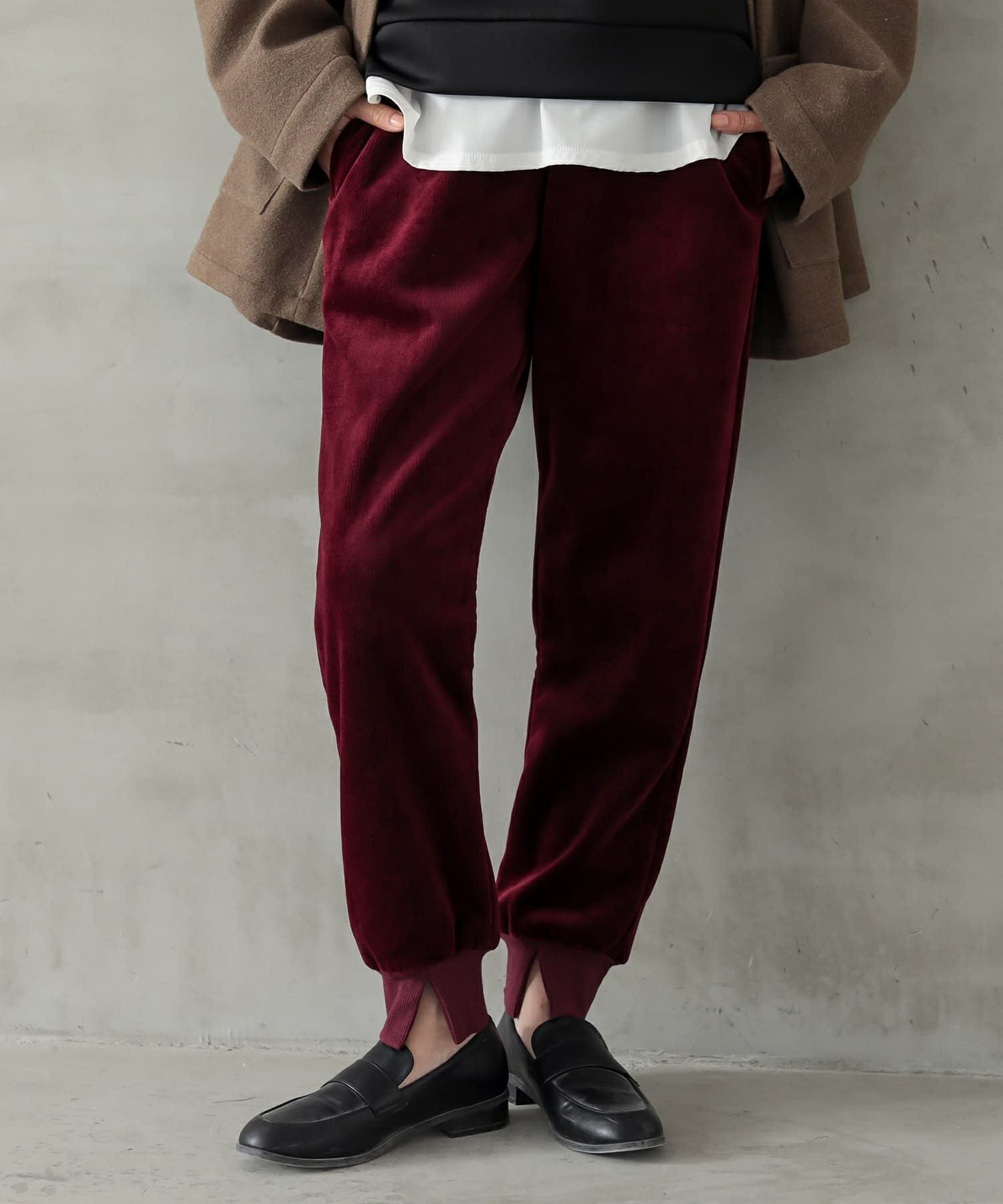 n'OrLABEL裏ベロアリブジョガーパンツ』