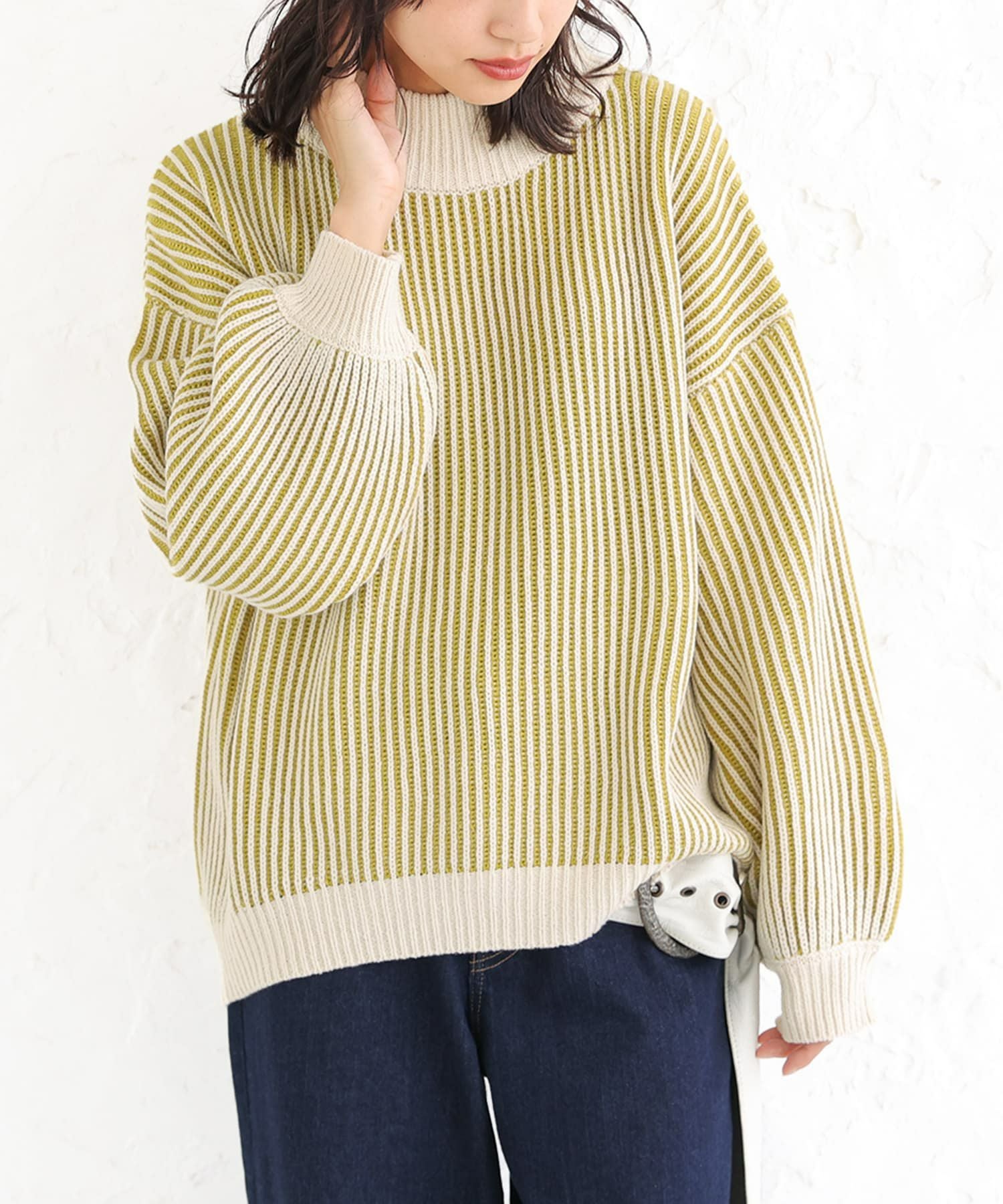 n'OrLABELストライプ柄配色リブニット』