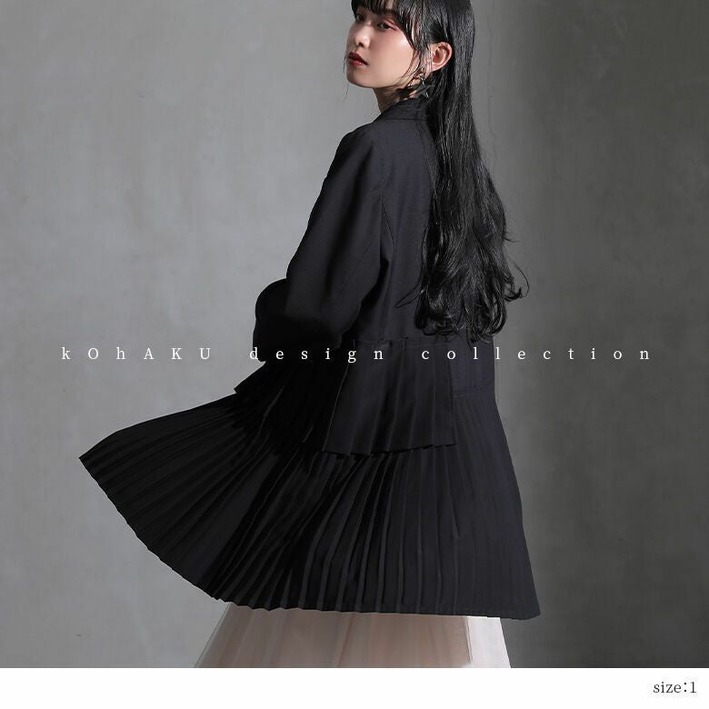 kOhAKU異素材プリーツアシメジャケット』