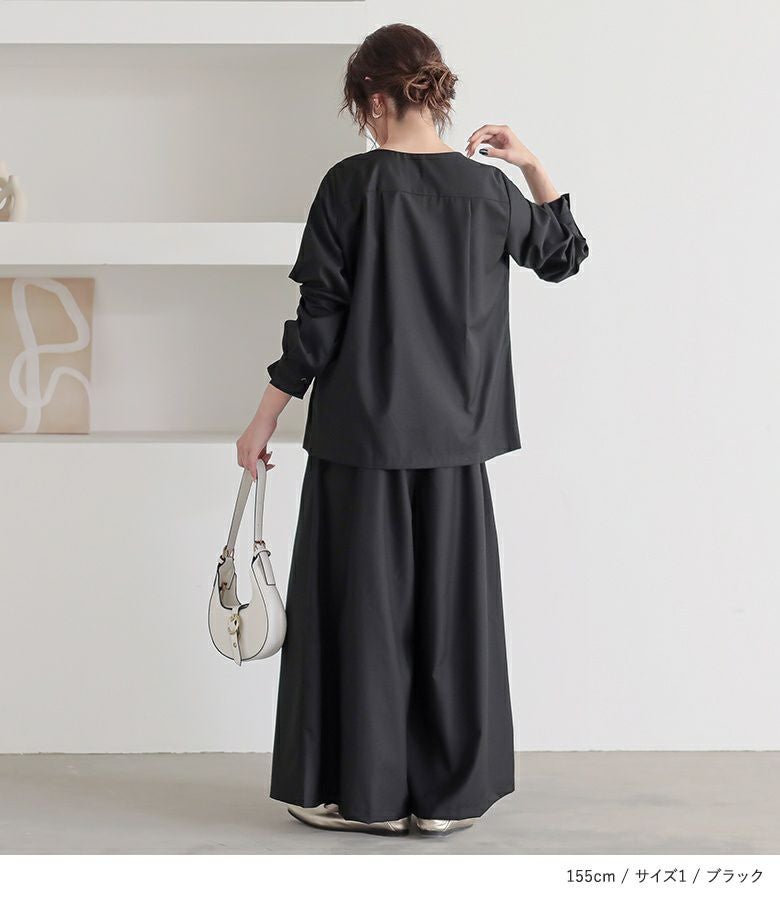 n'OrLABELタックデザインガウチョセットアップ』